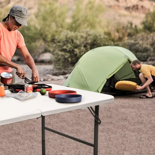 Miniatura 5 de Mesa plegable de 4 pies, mesas portátiles de plástico para comedor, fiestas, tarjetas, picnic, camping, granito, blanco