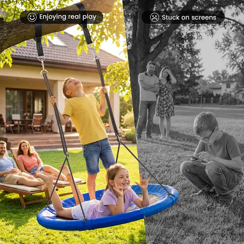 Miniatura 3 de Everyfun Columpio de Árbol Tipo Platillo de 43 pulgadas para Niños y Adultos, Capacidad de Peso de 700 libras, Columpio Platillo Volador Impermeable