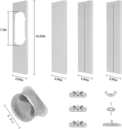 Miniatura 2 de Kit de ventilación de ventana de CA portátil con manguera de 59 pulgadas, sello de ventana de CA de 5.9 pulgadas, ajustable para ventanas correderas
