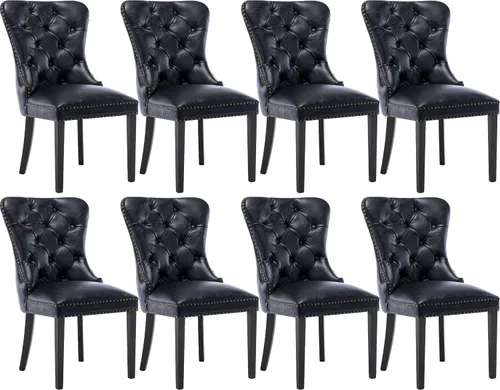 Miniatura 15 de CIMOTA Juego de 2 sillas de comedor de cuero beige, modernas de mediados de siglo, sillas de comedor tapizadas para cocina, comedor, cómodas sillas