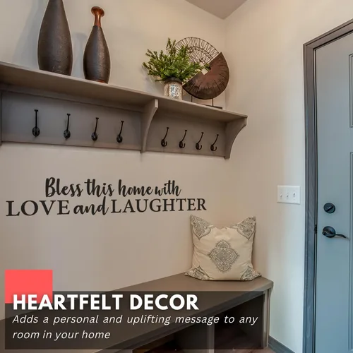 Miniatura 3 de My Vinyl Story - Bless This Home with Love and Laughter Wall Decal - Family Sticker Quote, Bible Verse Vinyl Word Art Decor for Living Room