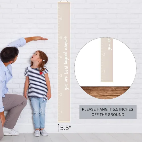 Miniatura 4 de Morxy Tabla de Crecimiento de Lona para Niños - Decoración de Pared Unisex para Habitación de Niños - Tabla de Medición de Altura - Cinta de Pared