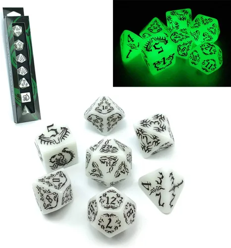 Miniatura 19 de Bescon Fantasía Arco Iris Brillante Dados Poliédricos 7pcs Set Caramelo de Medianoche, Juego de dados RPG Luminoso Resplandor en la oscuridad
