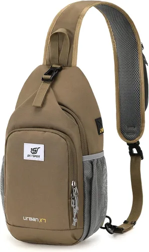 Miniatura 21 de SKYSPER - Mochila de bandolera con bloqueo RFID, mochila de hombro cruzada, para senderismo y viajes, para mujeres y hombres (cian)