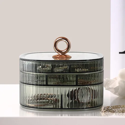 Miniatura 3 de Joyero, organizador de joyas de acrílico de 3 capas con asa, cajas de joyería transparentes para mujeres y niñas, organizador de maquillaje, soporte
