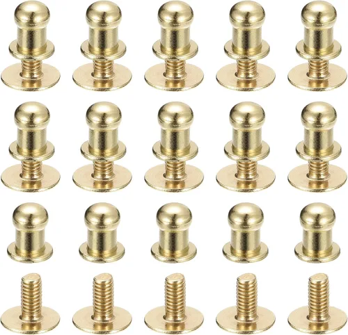 Miniatura 28 de uxcell Remaches de cabeza de bola de 0.157 pulgadas (0.157 in), tornillo trasero, paquete de 15 remaches de pezón de botón de cabeza redonda