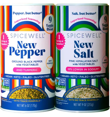 Miniatura 8 de Spicewell Nuevo dúo de bolsa de sal y pimienta Sal rosa del Himalaya reducida en sodio + la pimienta negra más sabrosa y cálida infundida