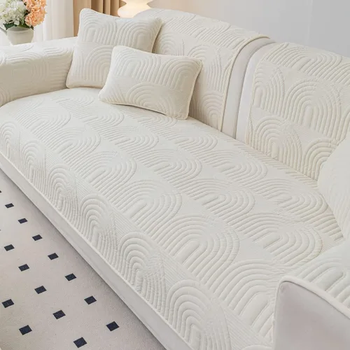Miniatura 15 de Funda de sofá geométrica de granja para sofá, funda de terciopelo suave acolchada para sofá seccional, funda de sofá antideslizante para sofá, Gris