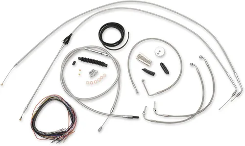 Miniatura 2 de LA Choppers Kit completo de manillar de cable/línea/cableado inoxidable para mini barras Ape LA-8130KT2-08