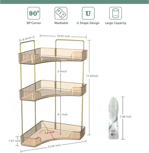 Miniatura 2 de Webetop Organizador de Encimera para Baño, Organizador Esquinero de 3 Niveles para Almacenamiento en Baño, Organizador de Maquillaje, Estante