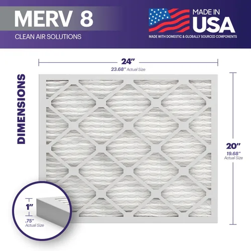 Miniatura 2 de BNX TruFilter MERV 8 - Filtro de aire plisado electrostático de 20 x 24 x 1 (paquete de 6 unidades) – Fabricado en Estados Unidos – Protección