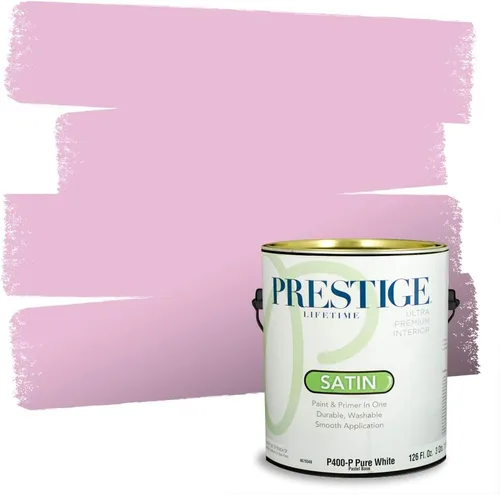 Miniatura 195 de Prestige Paints E100-T-SW6591 Pintura exterior e imprimación en uno, 1 galón, plano, combinación comparable de Sherwin Williams Amaryllis, 1 galón