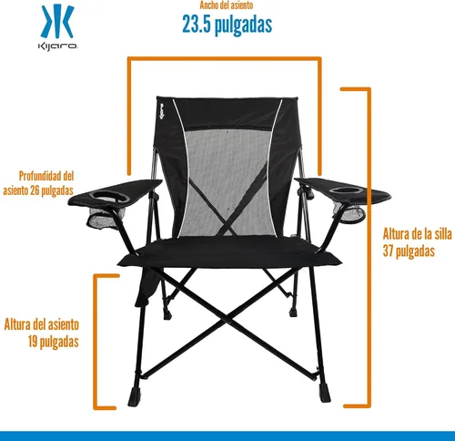 Miniatura 2 de Kijaro - Silla de campamento plegable, Vik Black, poliéster, malla, acero, portátil, duradera, unisex Vik Negro