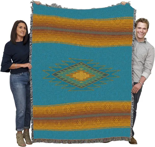 Miniatura 18 de Pure Country Weavers Manta Baja – Inspirada en los nativos americanos del suroeste – Manta de regalo tejida de algodón – Fabricada en los Estados
