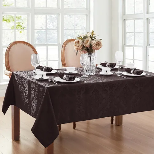 Miniatura 8 de Elrene Home Fashions Caiden Elegance - Mantel de damasco impermeable, resistente a manchas y arrugas, 70" redondo, granate Arándano