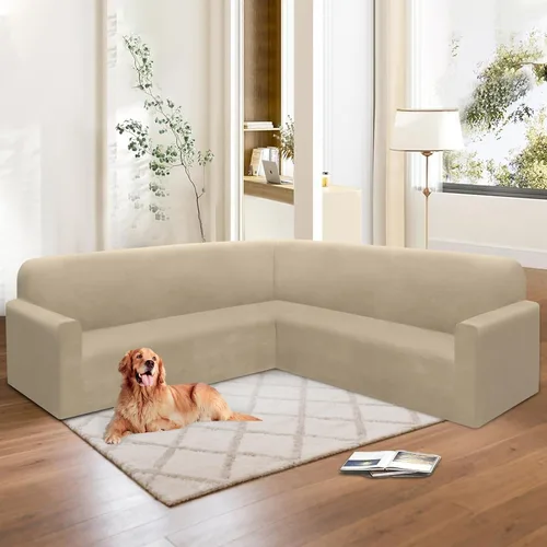 Miniatura 120 de HDCAXKJ Fundas de sofá seccional de esquina de terciopelo elástico en forma de L, juego de fundas deslizantes suaves y gruesas en forma de U