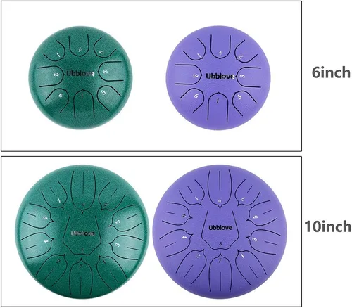 Miniatura 8 de Ubblove Tambor de lengua de acero para niños: 8 notas 6 pulgadas clave de C Metal acero tambores instrumento con bolsa para meditación, yoga, Púrpura