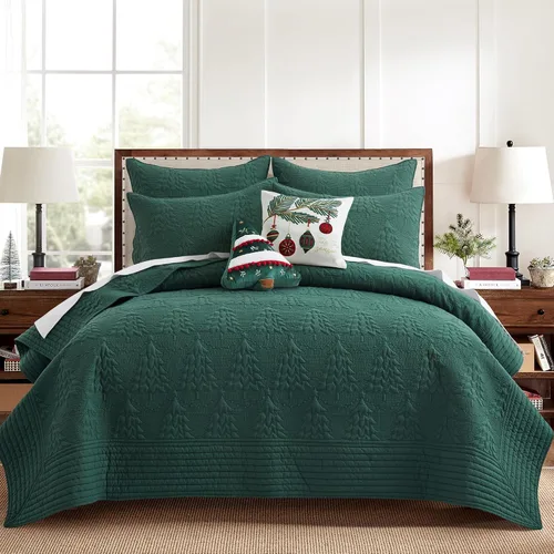Miniatura 3 de Levtex Home - O Colcha para árbol de Navidad - Juego de 2 fundas de almohada europeas - Pinos - Verde - Edredón (26 x 26 pulgadas), sin relleno