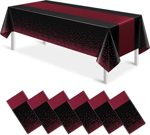 Miniatura 10 de MASHAN 1 mantel negro y azul para decoración de fiesta, mantel de plástico negro impreso azul, funda rectangular desechable para cumpleaños, boda