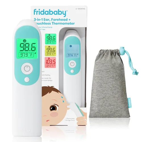 Termómetro Frida Baby, termómetro infrarrojo 3 en 1 para oído, frente y sin contacto, termómetro de fiebre para bebé, lactantes, niños pequeños,