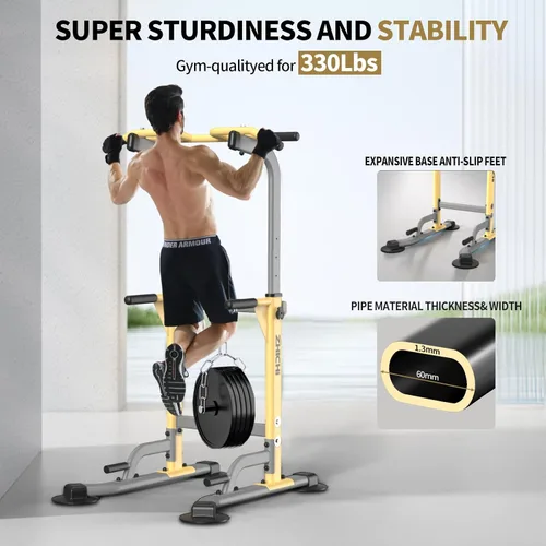 Miniatura 3 de Z ZHICHI Pull Up Dip Station For Home Gym Strength Training Fitness Workout Station Chin-Ups Push-Ups Pull-Ups Dip-Ups 330LBS T055CDC Actualización
