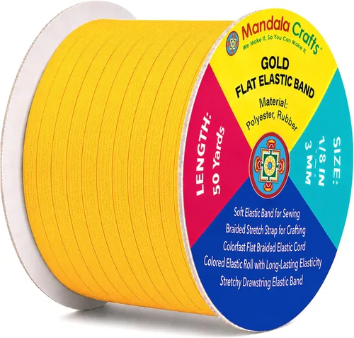 Miniatura 244 de Mandala Crafts - Rollo de cordón elástico plano para costura y manualidades Blanco