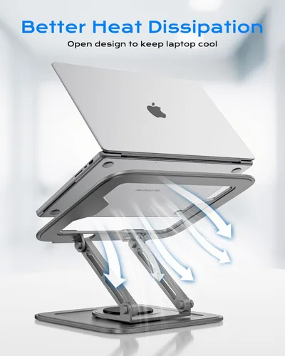 Miniatura 4 de Soporte Ajustable para Laptop de Escritorio con Base de 360°, Elevador Ergonómico para Laptop, Montaje, Soporte para Computadora Notebook para Gris