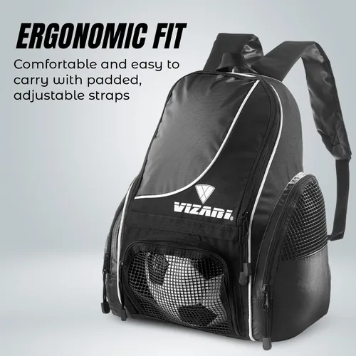 Miniatura 8 de Mochila de fútbol Solano de Vizari con compartimento para balón, bolsillo ventilado para balón y bolsillos de carga laterales de malla para adultos
