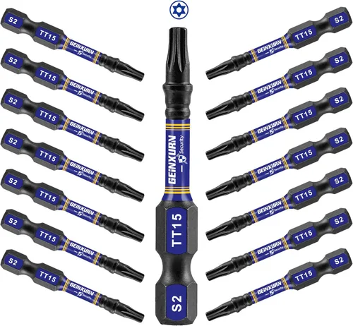Miniatura 14 de Geinxurn Juego de brocas de destornillador magnético de impacto de seguridad T15 de 2 pulgadas, juego de brocas de potencia de cabeza Torx #15 de 51