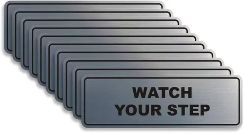 Miniatura 52 de Signs ByLITA Letrero estándar para pared o puerta con texto en inglés «Watch Your Step», señalización de salud y seguridad (negro), mediano