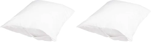Amazon Basics Protector de almohada hipoalergénico 100% algodón estándar transpirable con cremallera, lavable a máquina, blanco, 27 x 21 pulgadas,