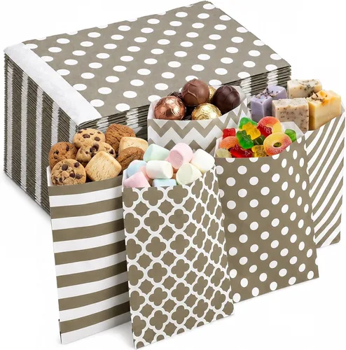 Miniatura 8 de Foraineam 250 bolsas de papel para galletas, bolsas de papel de 5.1 x 7.1 pulgadas, bolsa de dulces segura para alimentos, bolsa pequeña