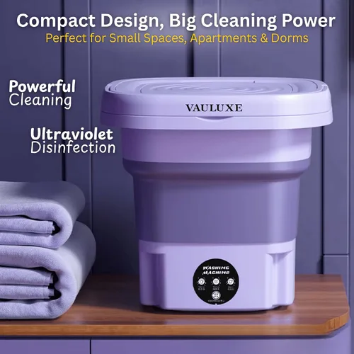 Miniatura 7 de Mini lavadora de 16 L púrpura portátil para apartamentos, dormitorios, casas rodantes - Lavadora compacta de lavandería con motor potente y bajo