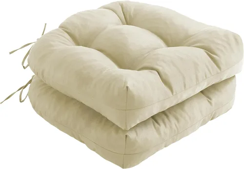 IPYNBAP Juego de 2 cojines para sillas de exterior, cojines para sillas de patio con lazos, 17x17+4" cojines de asiento acolchados para exteriores,