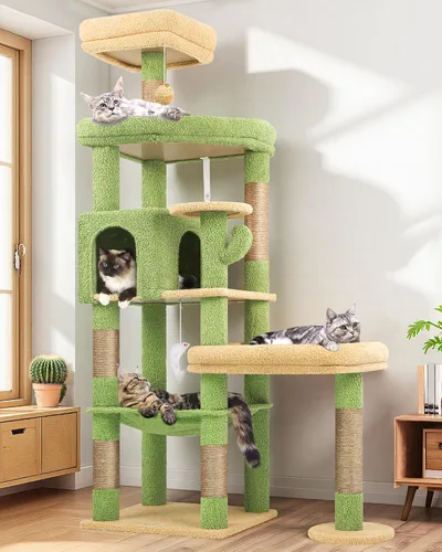 Miniatura 9 de Globlazer Árbol para Gatos de Plataforma Extra Grande, 65 pulgadas de Alto, Árbol para Gatos Resistente para Gatos de Interior Grandes Adultos