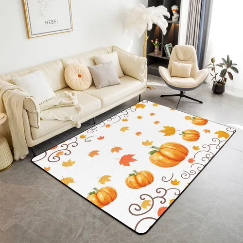 Miniatura 14 de Bonita alfombra de pavo de 3 x 5 para niños y niñas, alfombra de cosecha de Acción de Gracias, alfombra de decoración de otoño antideslizante