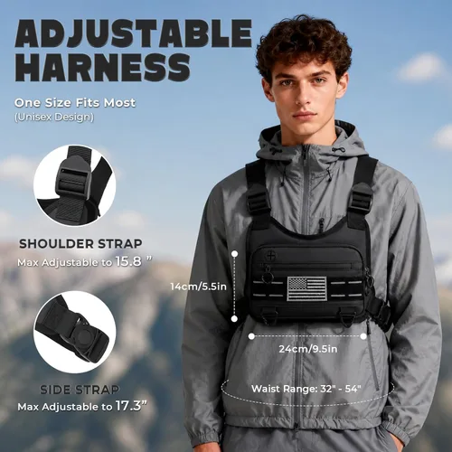 Miniatura 2 de Muserise Bolsa de Pecho Deportiva Para Hombres y Mujeres, Resistente al Agua, Ligera, Paquete de Pecho Frontal, Bolsa de Chaleco para Correr Con