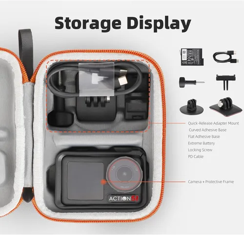 Miniatura 3 de Estuche de transporte para DJI Osmo Action 5 Pro/4/3, bolsa de viaje portátil de almacenamiento de PU para DJI Osmo Action 5 Pro/4/3 Accesorios