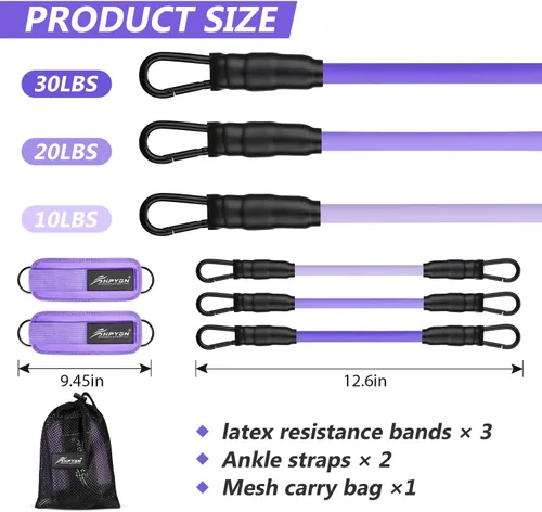 Miniatura 6 de Bandas de resistencia para entrenamiento, correa de tobillo con bandas de ejercicio, bandas de terapia física para entrenamiento de fuerza, yoga
