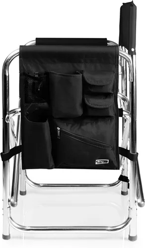 Miniatura 9 de PICNIC TIME Silla deportiva con mesa auxiliar, sillas de campamento acolchadas plegables para exteriores para adultos con portavasos y panel de Negro