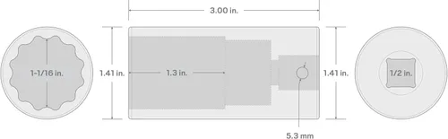 Miniatura 6 de TEKTON Encastre de 1/2 pulgada x 1-1/16 pulgadas de profundidad 12 puntos de impacto SID23227