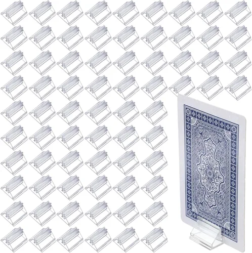 72 soportes para números de mesa, tarjeteros de acrílico transparente, soporte para tarjetas pequeñas para exhibición, soporte para tarjetas de