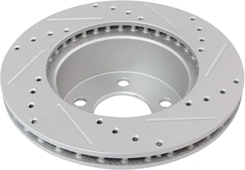 Miniatura 6 de TRQ Kit de pastillas de freno delantero y rotor de cerámica con revestimiento en G ranurado X perforado compatible con Jeep Cherokee 1990-1998
