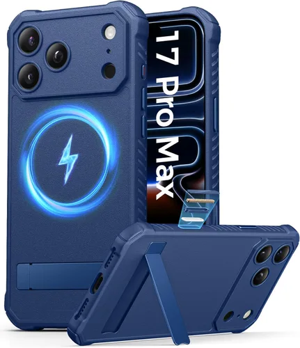 Miniatura 14 de ASAFCASE Funda magnética para iPhone 17 Pro Max, soporte integrado, compatible con MagSafe, protección contra caídas de grado militar, botón