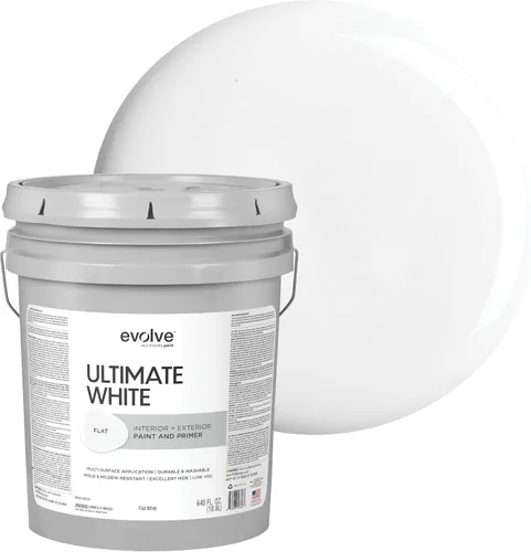 Miniatura 15 de EVOLVE Pintura blanca e imprimación definitiva en uno, blanco cáscara de huevo, 1 cuarto de galón, interior y exterior, cobertura de una capa