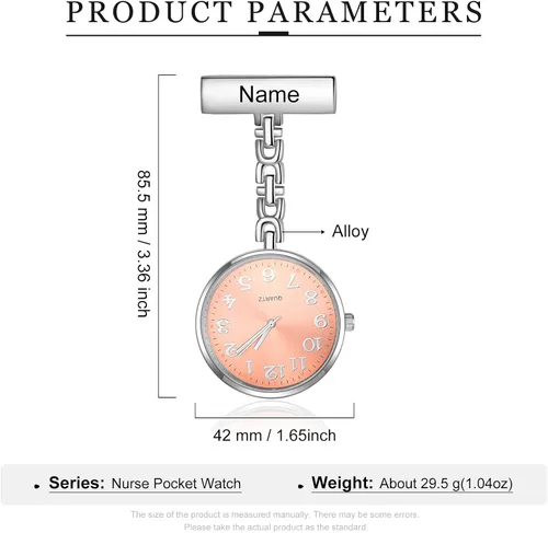 Miniatura 2 de Relojes de enfermera para enfermeras, médicos, relojes de enfermería personalizados, con nombre grabado, pin de solapa en el reloj de enfermería
