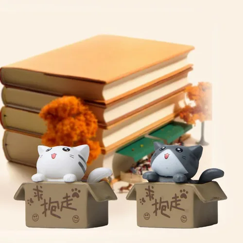 Miniatura 7 de Walbest Lindas figuras de gato para decoración de escritorio, gato en miniatura en caja de cartón, figuras de gato, caja coleccionable, figura