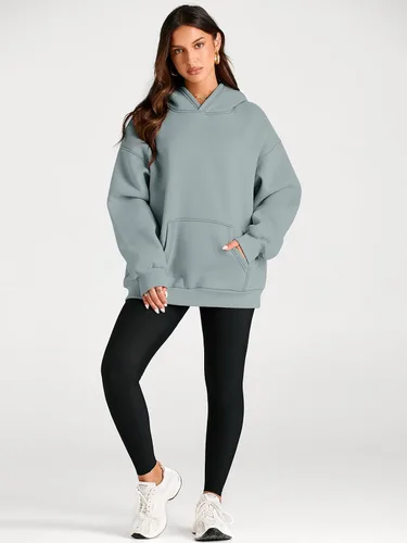 Miniatura 219 de Trendy Queen - Sudaderas extragrandes con capucha para mujer, suéteres de manga larga, sin botones, de vellón, de otoño, ropa de invierno