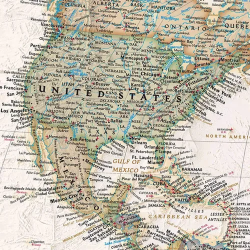 Miniatura 3 de 3 paneles – Lienzo personalizado Mapa de viaje del mundo ejecutivo con alfileres – Mapa de pared extra grande