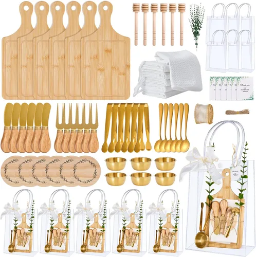 Miniatura 8 de Premios de baby shower para ganadores del juego, tablero de queso, juego de utensilios de cocina de acero inoxidable, toalla de agradecimiento